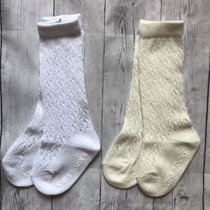 Brand New 2 Pairs Lace Knee High Socks Small 0-2 Y